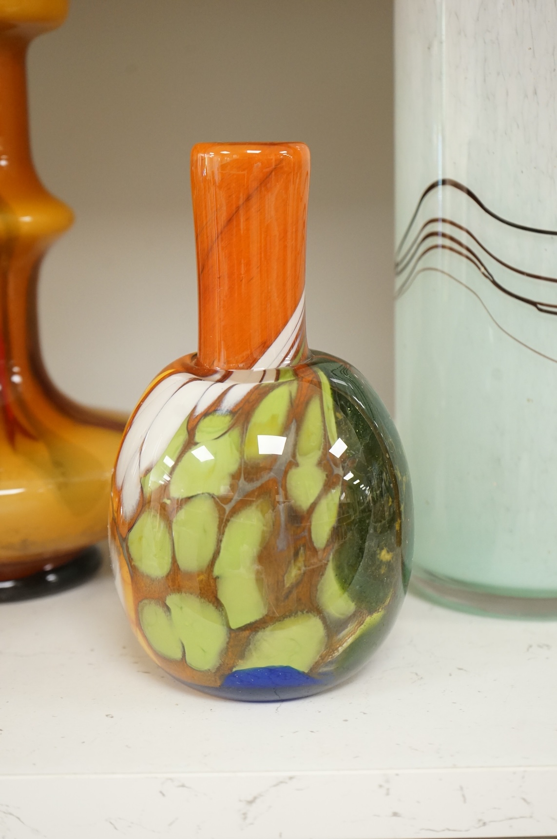 Six 1960’s and later coloured glass vases, tallest 29.5cm